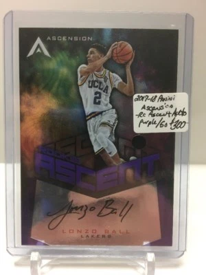 2017-18 Panini Ascension Rookie Ascent PURPLE : Lonzo Ball AUTO RC 48/50 SP - Image 1 of 3