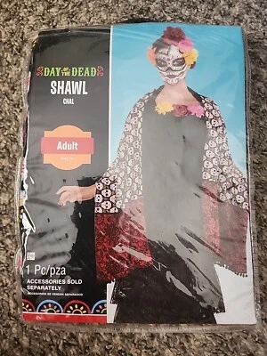 Mantón Día de Muertos Halloween Disfraz Accesorio Vestir 1 Pieza Foto 1 de 4