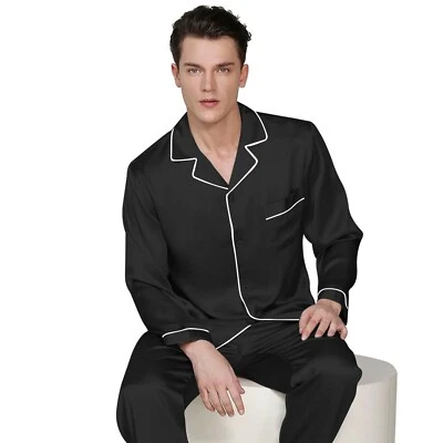 Mens Silk Satin Pajama Set - Top and Bottom  ** Great Gift  Idea  ** - Image 1 of 4