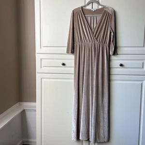 Baltic Born Sofia Velvet Maxi Dress Bridesmaid Cocktail Maternity Gold Tan XL - Picture 1 of 10