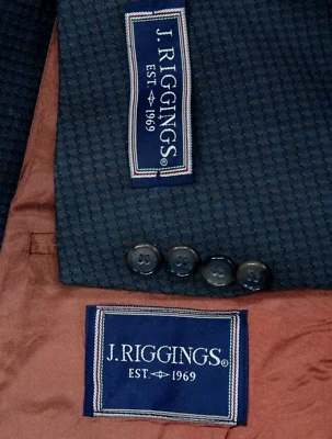 NWT J. RIGGINGS VTG DOUBLE BREASTED 46 L JACKET BLAZER SPORT COAT CHECK GREEN - Image 1 of 4