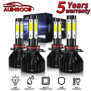 For GMC Savana 4500 2009-2020 4x 9005+9006 LED Headlight Kit Bulbs High Low Beam - Picture 1 of 16