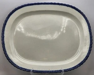 1800s English Creamware Colbalt Blue Feathering on Shelve Edge Platter - Picture 1 of 9