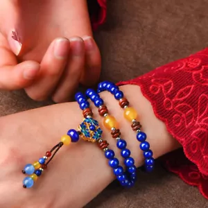 Chinese Agate/Blue Stone/Cloisonne Ethnic Style Vogue Hand Chain Bracelet - Picture 1 of 5