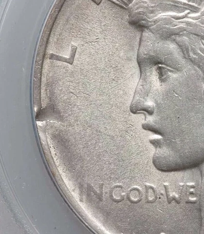 1922 Peace Dollar Cracked Planchet Anacs AU58 Details Mint Error Cover