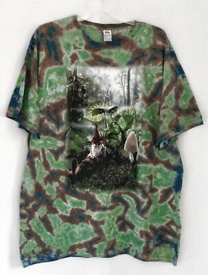 Camisa Vintage Champiñón Gnomo Bosque Tie - Tinte 100% Algodón Para Hombre XL Foto 1 de 4