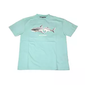 T-shirt classica Palm Angels squalo bianco verde chiaro/bianco - Foto 1 di 2