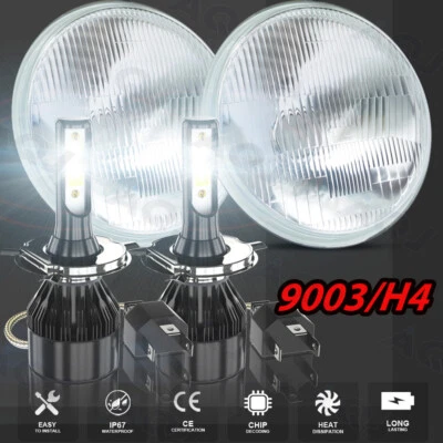 Pair 7"Round LED Headlights Hi/Lo Beam Sealed for Chevrolet Chevy Nova 1963-1978 - Image 1 of 4