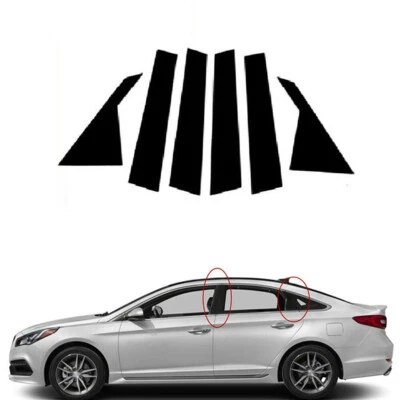 Fit For Hyundai Sonata 2015-2019 Glossy Black Pillar Posts Window Trim Cover - Image 1 of 4