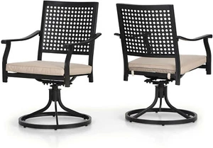 Patio Dining Chairs Set of 2 Swivel Outdoor Chairs Garden Armchairs - Picture 1 of 10