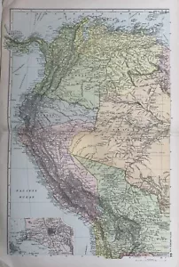 1902 Northwest South America Original Antique Map by G.W. Bacon - Picture 1 of 3