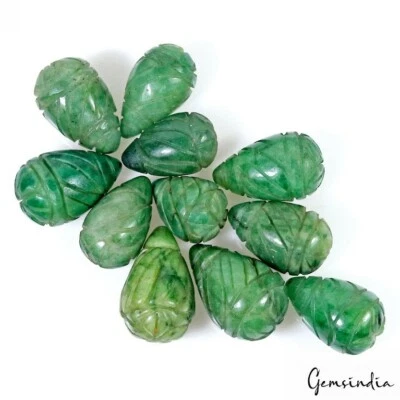 400 Cts/11 Piezas Natural Verde Esmeralda Pera Tallada Cuentas Sin Perlaar/Gemas Briolette Foto 1 de 4