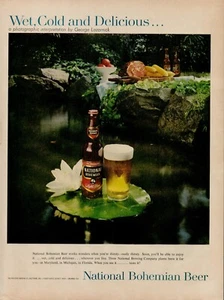 1958 Beer Brewery National Bohemian 50s Vintage Print Ad Pond Lily Pad Water Wet - Picture 1 of 9