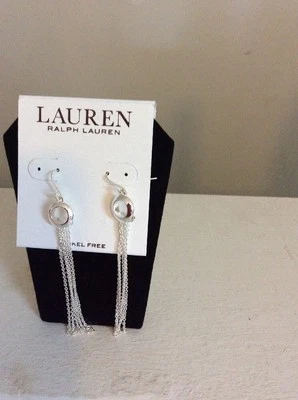 $38 Lauren Ralph Lauren Gotas Plateadas Cuelgan con Eslabón Tono Plateado #125a Foto 1 de 3