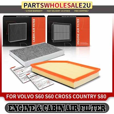 1x Engine & 1x Activated Carbon Cabin Air Filter for Volvo S60 S80 V60 XC60 XC70 - Image 1 of 4