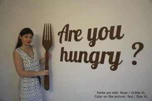 Deko Schriftzug " Are you hungry ? + gabel " Holz Wanddeko 6 farben 3 Größen - Bild 1 von 3