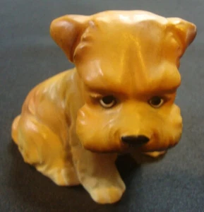 Estatuilla de animal frágil para perro porcelana marrón claro de cerámica Schnauzer 3 pulgadas de alto - Imagen 1 de 6