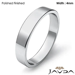Wedding Band Simple Plain Flat Pipe Cut 4mm Men Platinum 950 5.1gm Sz 4 - 4.75 - Picture 1 of 4