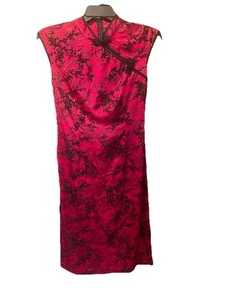Vestido Vintage Años 90 Y2K Hilos Morbosos Talla L Cheongsam Rojo Negro Terciopelo Satinado - Imagen 1 de 13