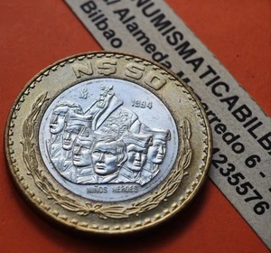 @RARE@ MEXICO 50 NUEVOS PESOS 1994 NIÑOS HEROES KM#571 silver México N$50 PLATA - Bild 1 von 6