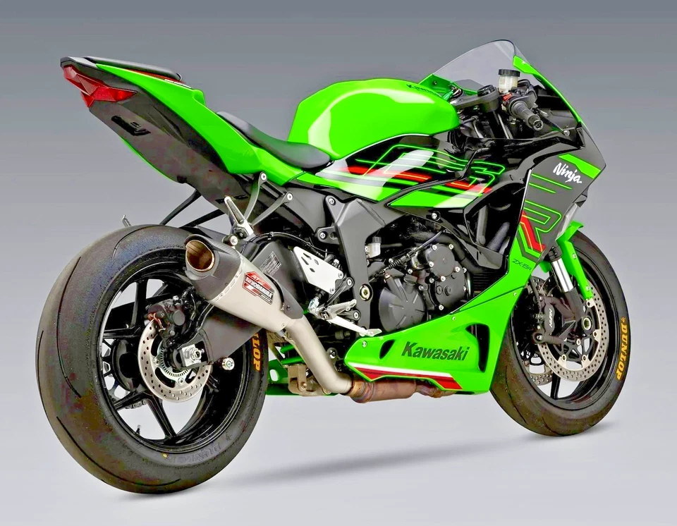 YOSHIMURA KAWASAKI ZX-6R 2019-25 AT2 STAINLESS 3/4 EXHAUST # 14642CP522 - Image 1 of 1