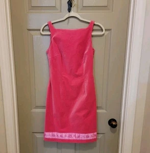 VTG Lilly Pulitzer Velvet Sheath Dress Womens 2 Pink Sleeveless Lined Preppy Y2K - Picture 1 of 16