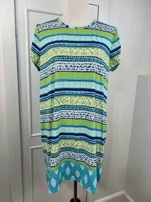 Camiseta Lands End Coverup Feminina Tamanho XL Pequena 18 Azul Multicolorida - Imagem 1 de 4