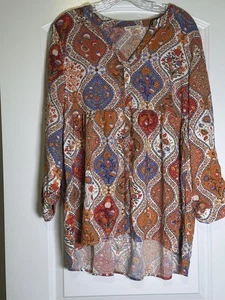 Christian Siriano Bluse Damen Medium Mehrfarbig Boho Blumen Paisley Tunika Top - Bild 1 von 14