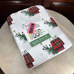 Peanuts Snoopy Woodstock Queen Sheet Set by Berkshire Christmas Holiday NEW - Picture 1 of 12