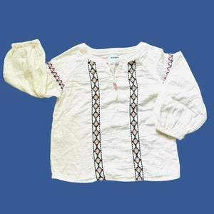 Old Navy Girls Muslin Peasant Top Boho Embroidered Cream Sz M (8) - Picture 1 of 8
