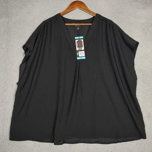 Banana Republic Top Women's 3X Plus Black Short Sleeve V-Neck Blouse Preppy NWT - Picture 1 of 12