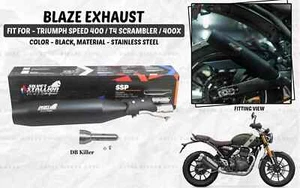 Fit For Triumph Speed "400 & Scrambler 400x Stallion Black Exhaust Silencer" - Picture 1 of 9