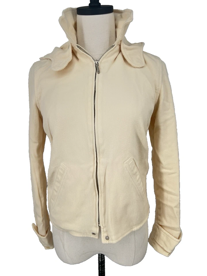 Chaqueta corta con capucha de lana Ralph Lauren para mujer 6 M mediana crema NUEVA Foto 1 de 4