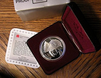 1995 Canadian 1 Dollar Silver Proof - KM# 259   Hudson Bay Company - Image 1 of 4