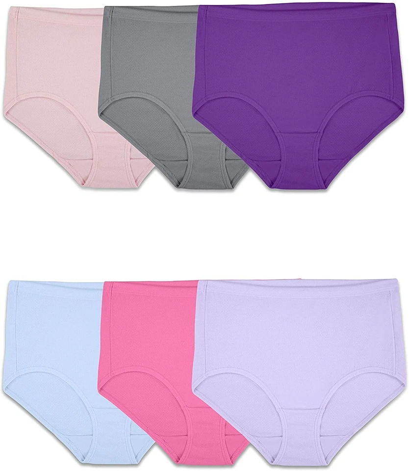 Fruit of The Loom Women's Underwear Breathable Panties Tag Briefs 6pk 8