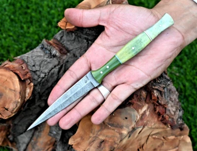 Custom Made Damascus Hunting Boot Knife /Hand Forged Damascus Steel 1383 - Image 1 of 4