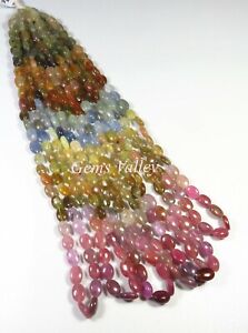 Natural Multi Umba Sapphire Beads Oval Smooth Gemstone Lot 6 Strands GV-943