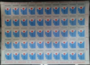 TURKEY 1977, WORKS AND REFORMS OF ATATURK ( FLAG ) 3 Full Sheet (MNH) - Picture 1 of 4
