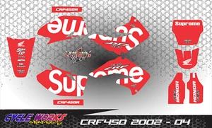 HONDA CRF450 02-04 SEMI CUSTOM GRAPHICS KIT Decals Supreme - Picture 1 of 3