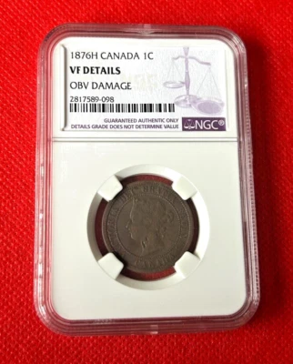 1876H CANADA ONE CENT VF DETAILS OBV DAMAGE - Image 1 of 2