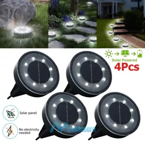 4PACK 8-LED Solar Ground Light 6500K White Outdoor Garden Buried Lamp Waterproof - Picture 1 of 15