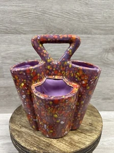 De Colección Cerámica Multicolor Moteado Pincel o Soporte para Utensilios Púrpura Rojo Usado en Excelente Condición - Imagen 1 de 14