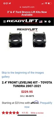 Ready Lift Leveling Kit- Toyota Tundra 2002-2021 - Image 1 of 4
