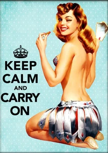 Keep Calm and Carry On - Pinup Collage 8x10 Fabric Block - Buy 2, Get 3rd FREE! - Picture 1 of 2