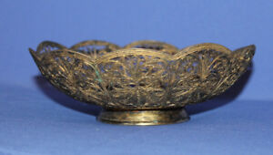 Antique Russian Gilded Filigree Floral Bowl
