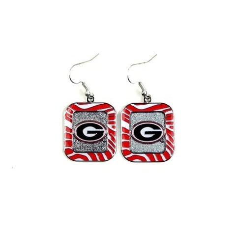 Georgia Bulldogs NCAA Zebra Style Dangle Earrings Cover
