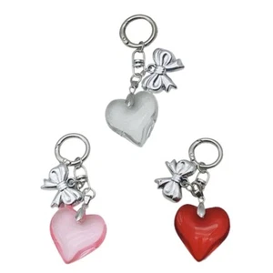 Lovely Big Heart Bowknot Keychain Pendant Backpack Decoration Charm Jewelry - Zdjęcie 1 z 10