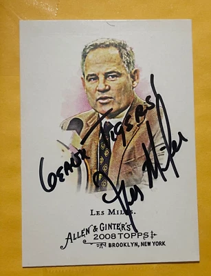 Les Miles 2008 Topps A&G signed LSU "Geaux Tigers" inscription  Allen Ginter - Image 1 of 2