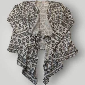 NWT H&M Girls 10-12 Black & White Southwestern Print Open Front Cardigan Sweater - Picture 1 of 11