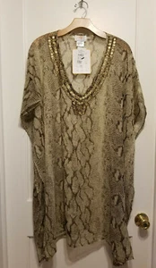 SOL & MER Beach Cover Up Tunic, Animal Print, 100% Polyester, O/S, One Size, NWT - Picture 1 of 9